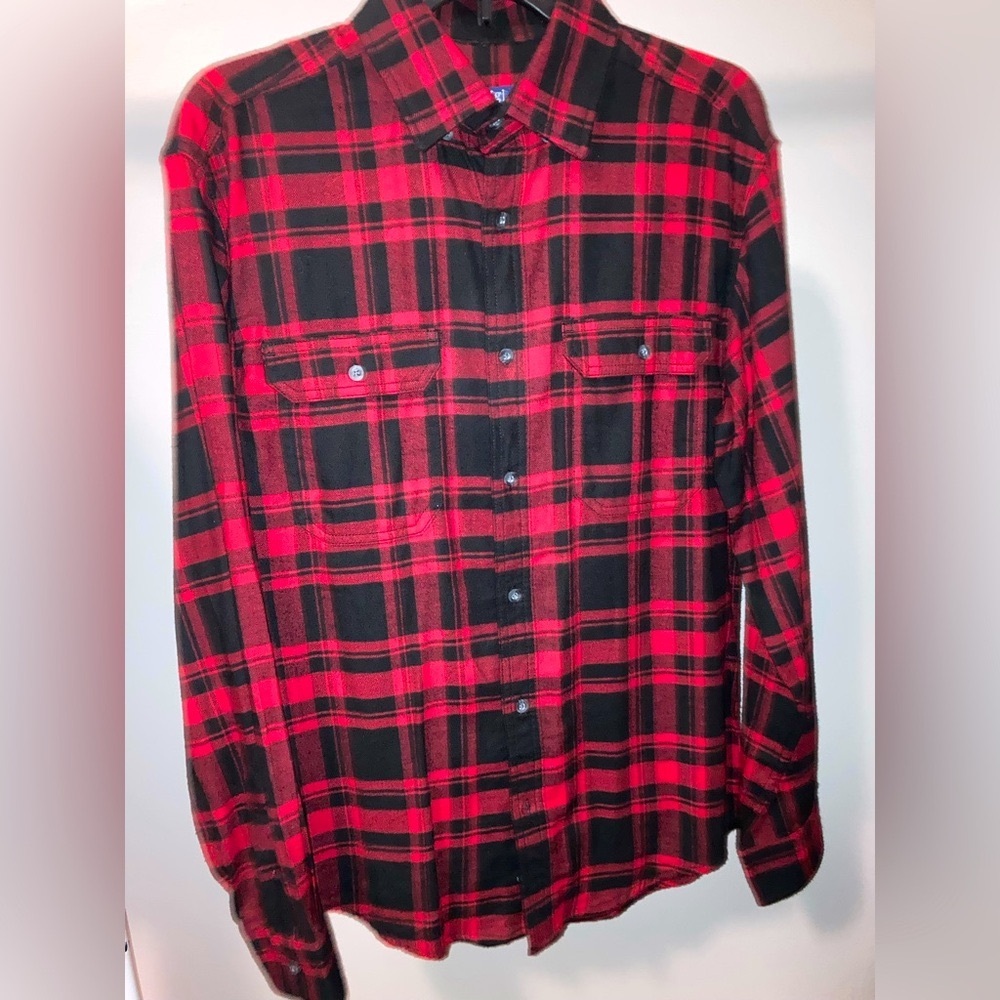 Men Red & Black Plaid Flannel